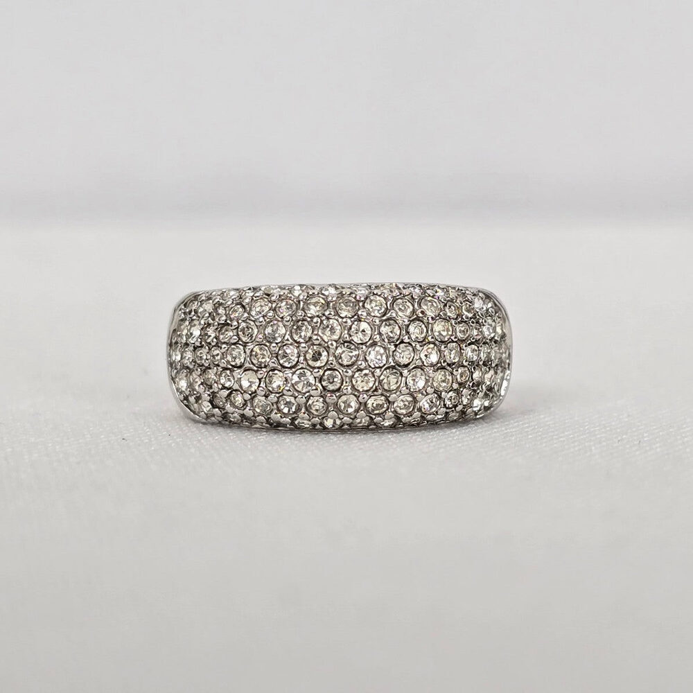 Silver Tone Rhinestone Ring Size 7 - Picture 2 of 6